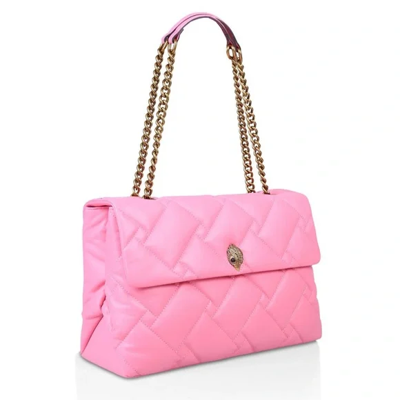 Kurt Geiger London Kensington XXL Soft Pink Leather Shoulder Bag NWT Gold Chain - Picture 2 of 5